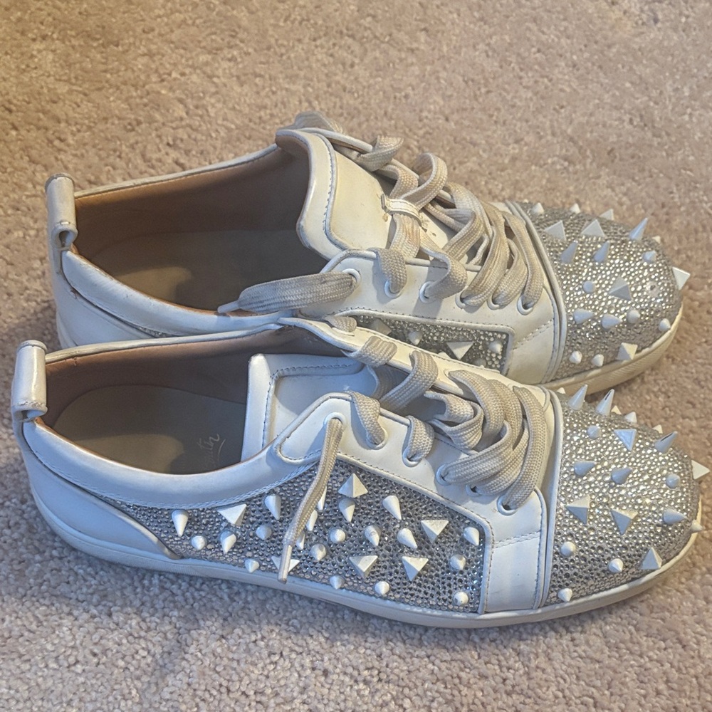 Christain Louboutin Low top Studded White Sneakers